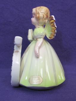 Josef Original Ceramic Angel Girl – Age 5 – Book of ABC – Blond,  Brown Eyes – 4” tall