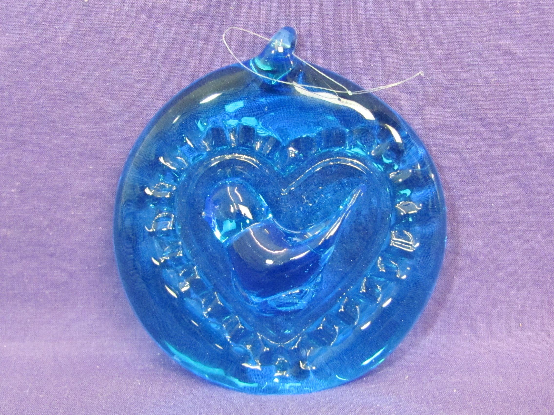 Glass Bluebird Ornament – Signed & Dated 1995 – About 3 1/4” in diameter