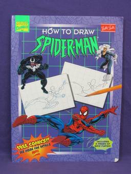 Spider-Man Lot: Drawing Book – Clock – License Plate – Pez – Stickers – Action Figurine