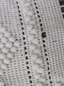 Vintage Crocheted Bed Spread – Square Pattern – Off White – Measures about 102” x 82”