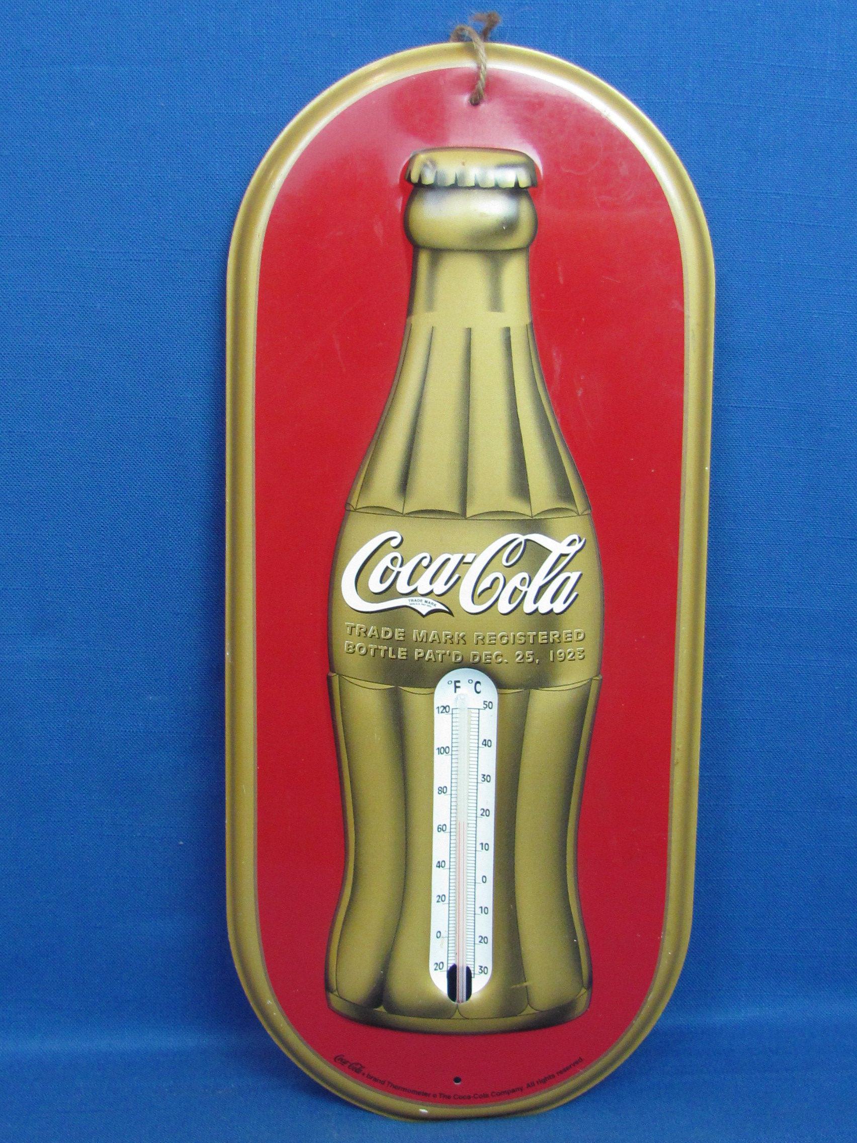 Metal Thermometer “Coca-Cola” - 16” long – 7 1/4” wide – Good condition