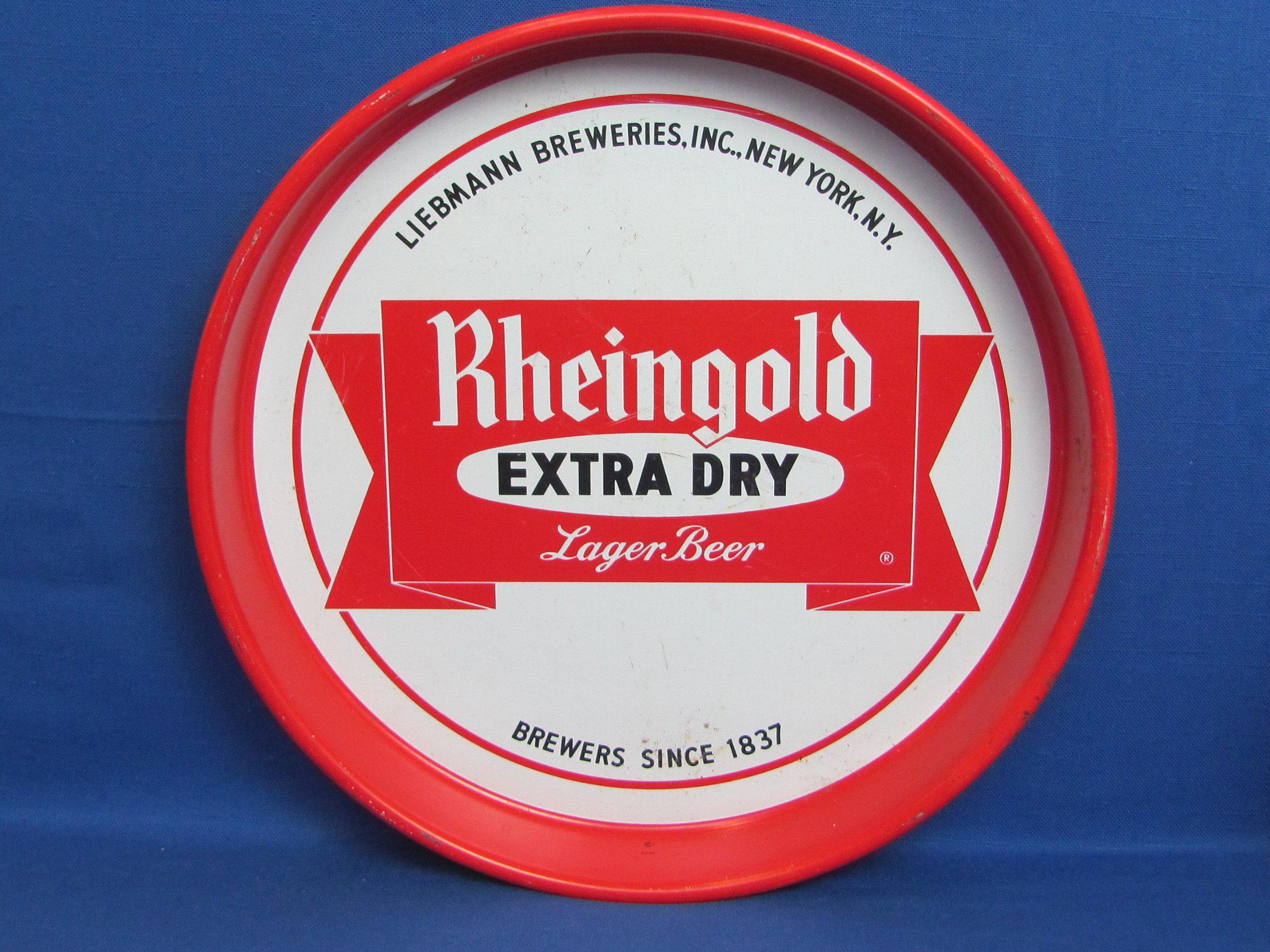 Round Beer Tray “Rheingold Extra Dry Lager Beer” - Liebmann Breweries, New York – 13 1/4”