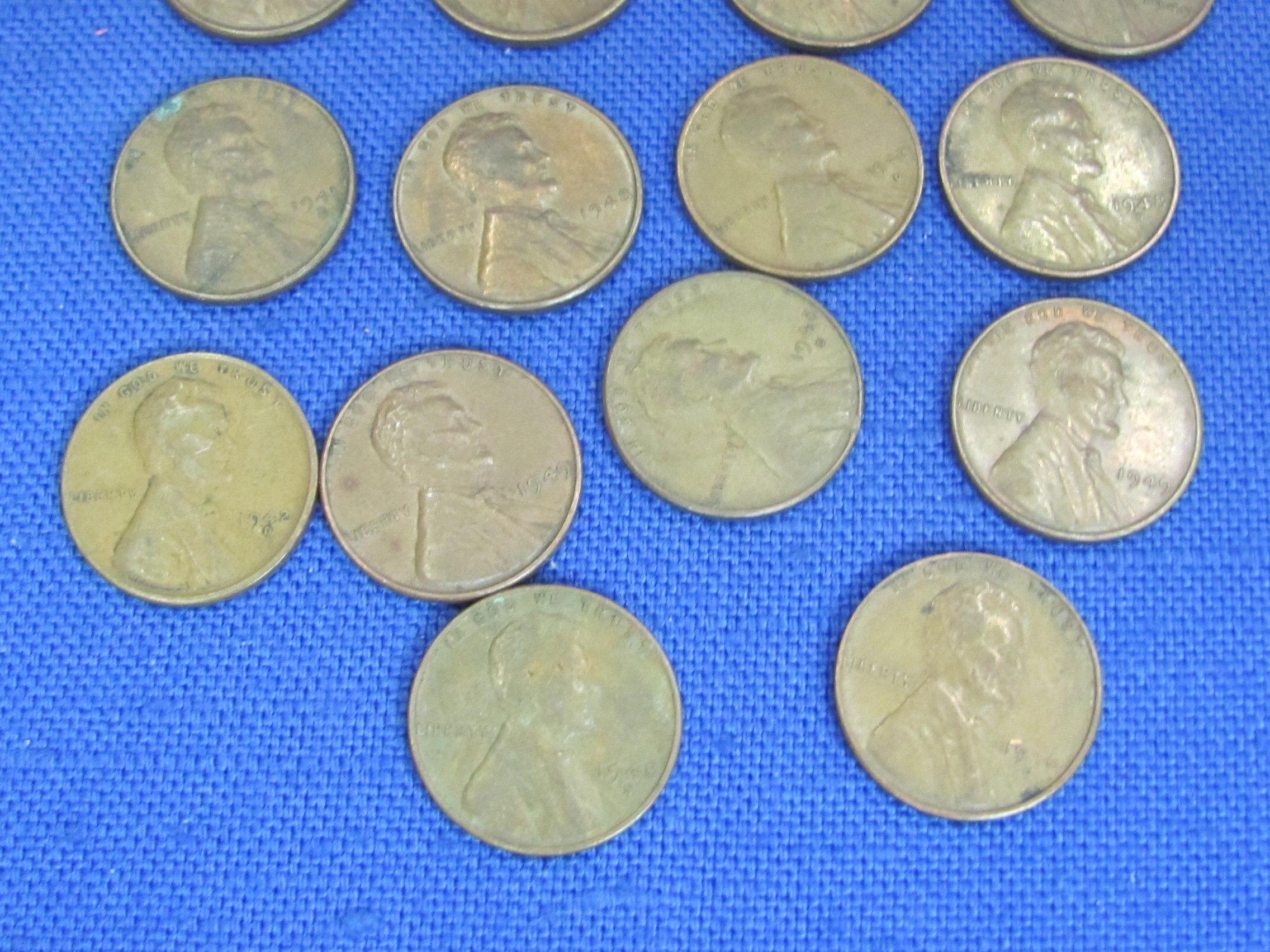 51 Wheat Cents – Lincoln Pennies – 19 from 1940s – 31 from 1950s – 1 is 1939