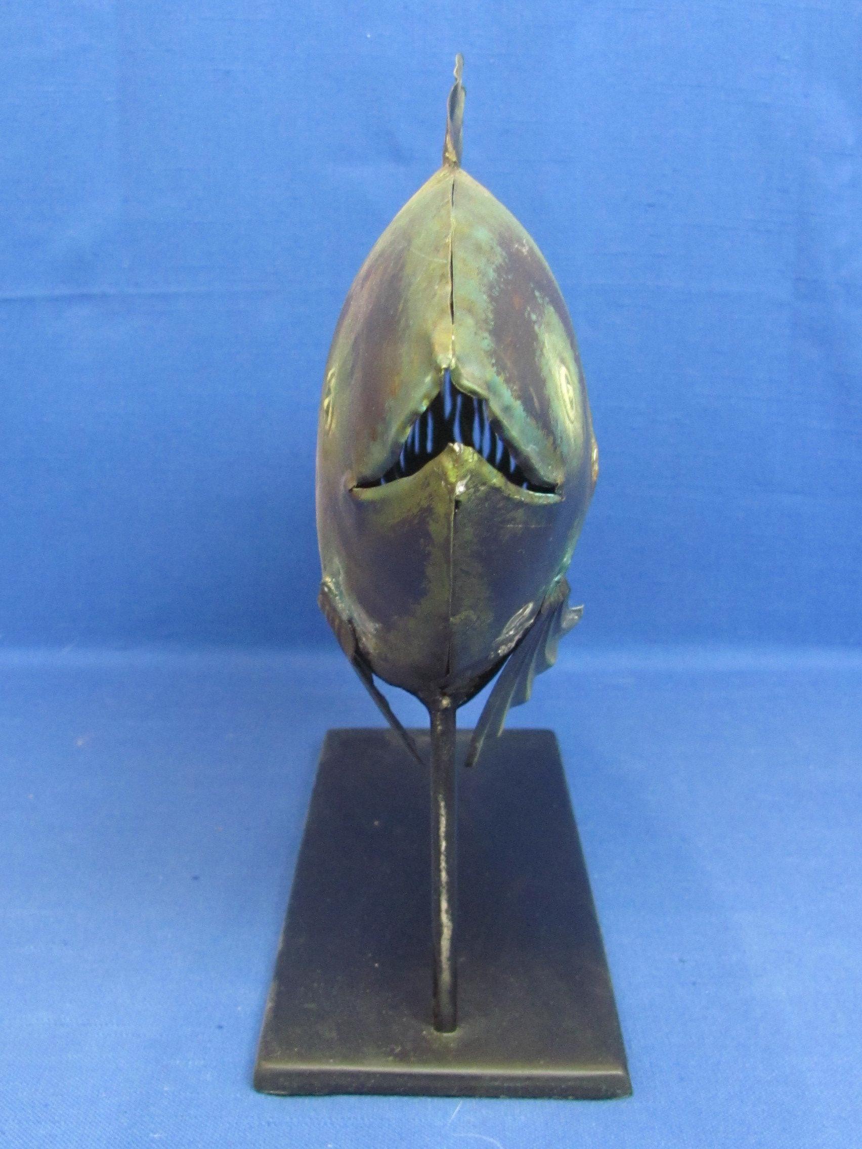 Metal Fish Sculpture Decor – From Pier 1 – 16” long – 9 3/4” tall – Rustic Look