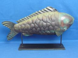 Metal Fish Sculpture Decor – From Pier 1 – 16” long – 9 3/4” tall – Rustic Look