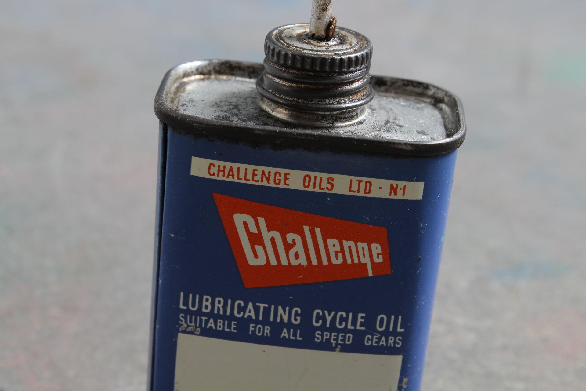 Vintage Challenge Cycling Oil Oiler Advertising Tin 4 oz