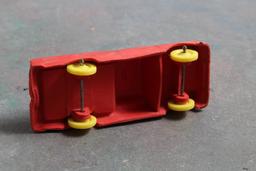 Vintage Rubber Toy Pick-up Truck Red with Yellow Wheels Made in USA