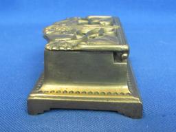 Brass Stamp Container (For rolls) Sunflower Design – About 3 1/2” x 2” - Solid & heavy for size