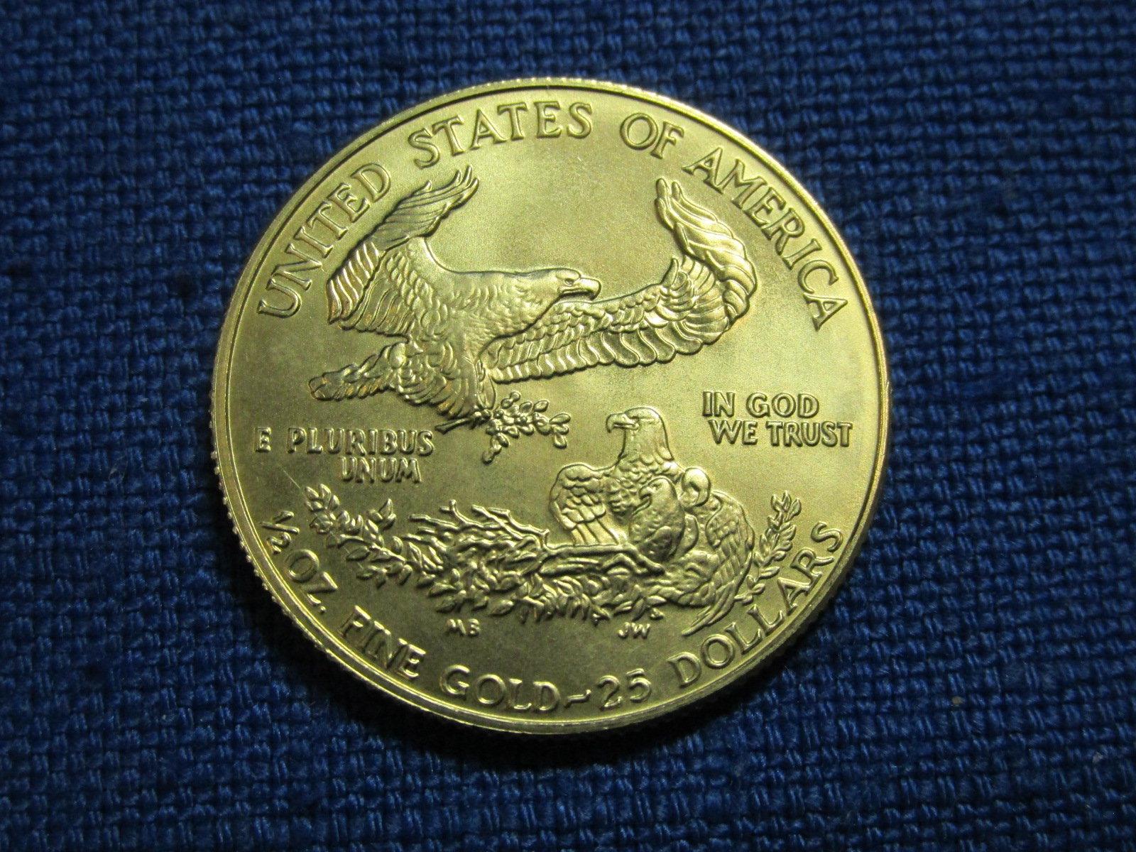 1986(MCMLXXXVI) Gold Eagle $25 Coin – ½ oz Fine Gold – As shown