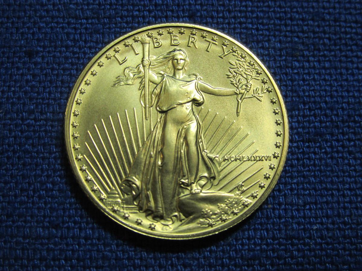 1986(MCMLXXXVI) Gold Eagle $25 Coin – ½ oz Fine Gold – As shown
