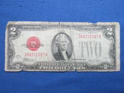 3 US Bills – 1928F Series $2 Note(Red Seal) – 2 1988 Series $1 Notes(Green Seals) – As shown