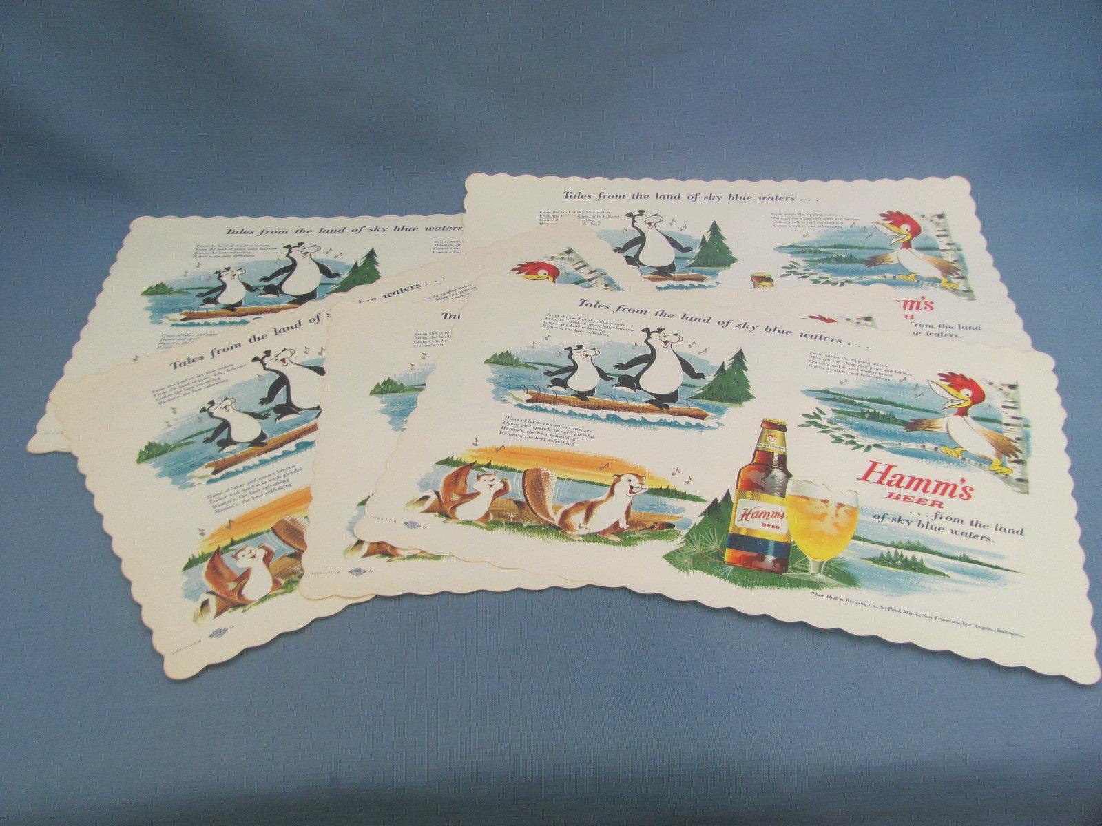 Hamm's Beer Paper Place Mats (5) – Good Condition – 10” x 14 3/4”