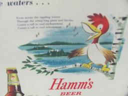 Hamm's Beer Paper Place Mats (5) – Good Condition – 10” x 14 3/4”