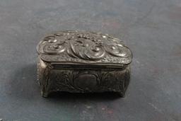 Vintage Silvertone Floral Jewelry Casket Made in Japan