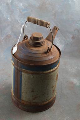 Old Bale Handle Stove & Lamp Fluid Can with Paper Label still attached - 9 1/2" tall