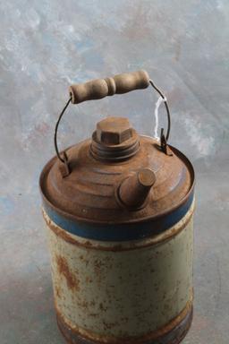 Old Bale Handle Stove & Lamp Fluid Can with Paper Label still attached - 9 1/2" tall