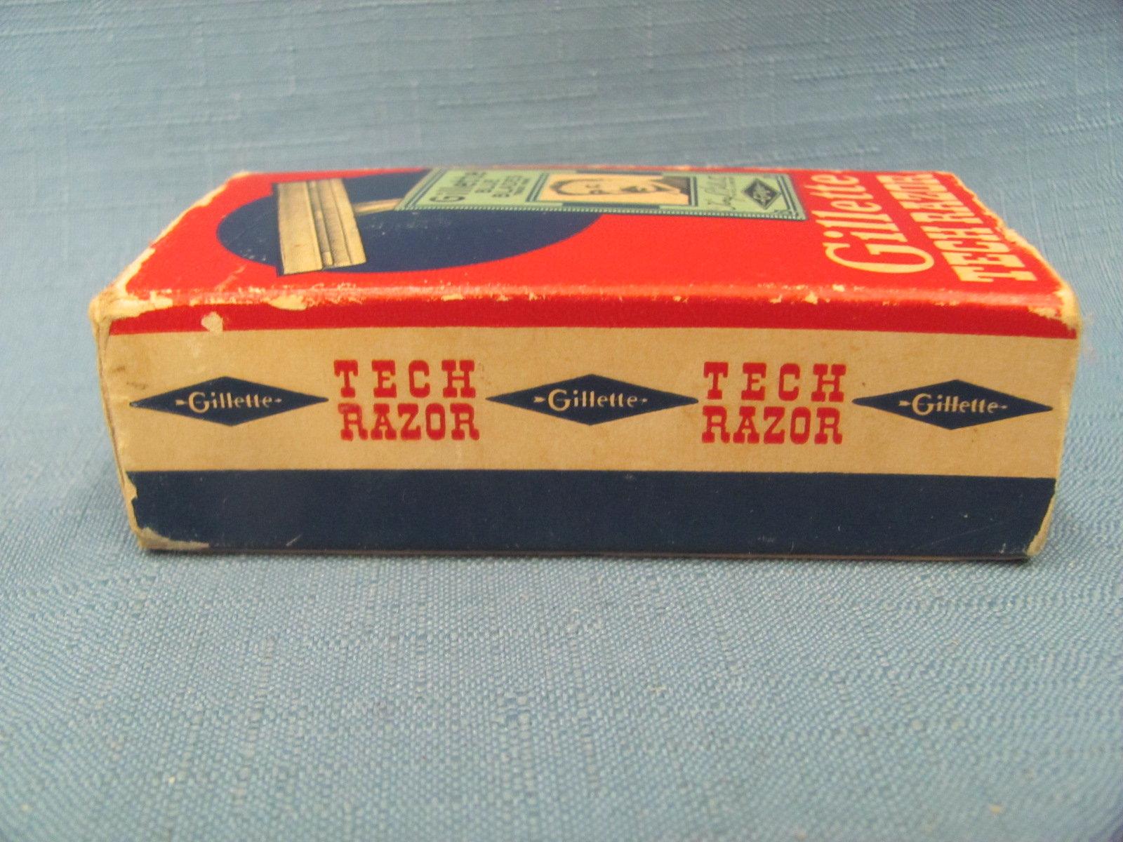 1952 Gillette Tech Razor With Blades – Original Box – Light Wear - Needs Cleaning