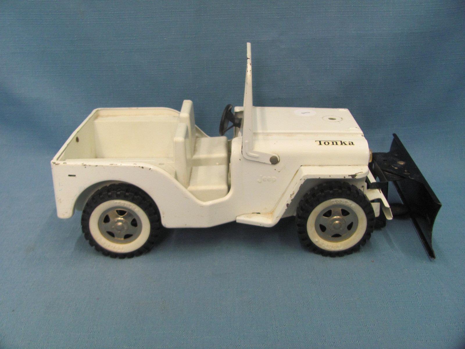 1960's Tonka Jeep AA Wrecker Service Tow Jeep With Plow – Missing Parts