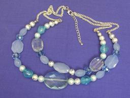 5 Newer Costume Jewelry Necklaces w Purple or Blue Beads – 1 is by Lia Sophia