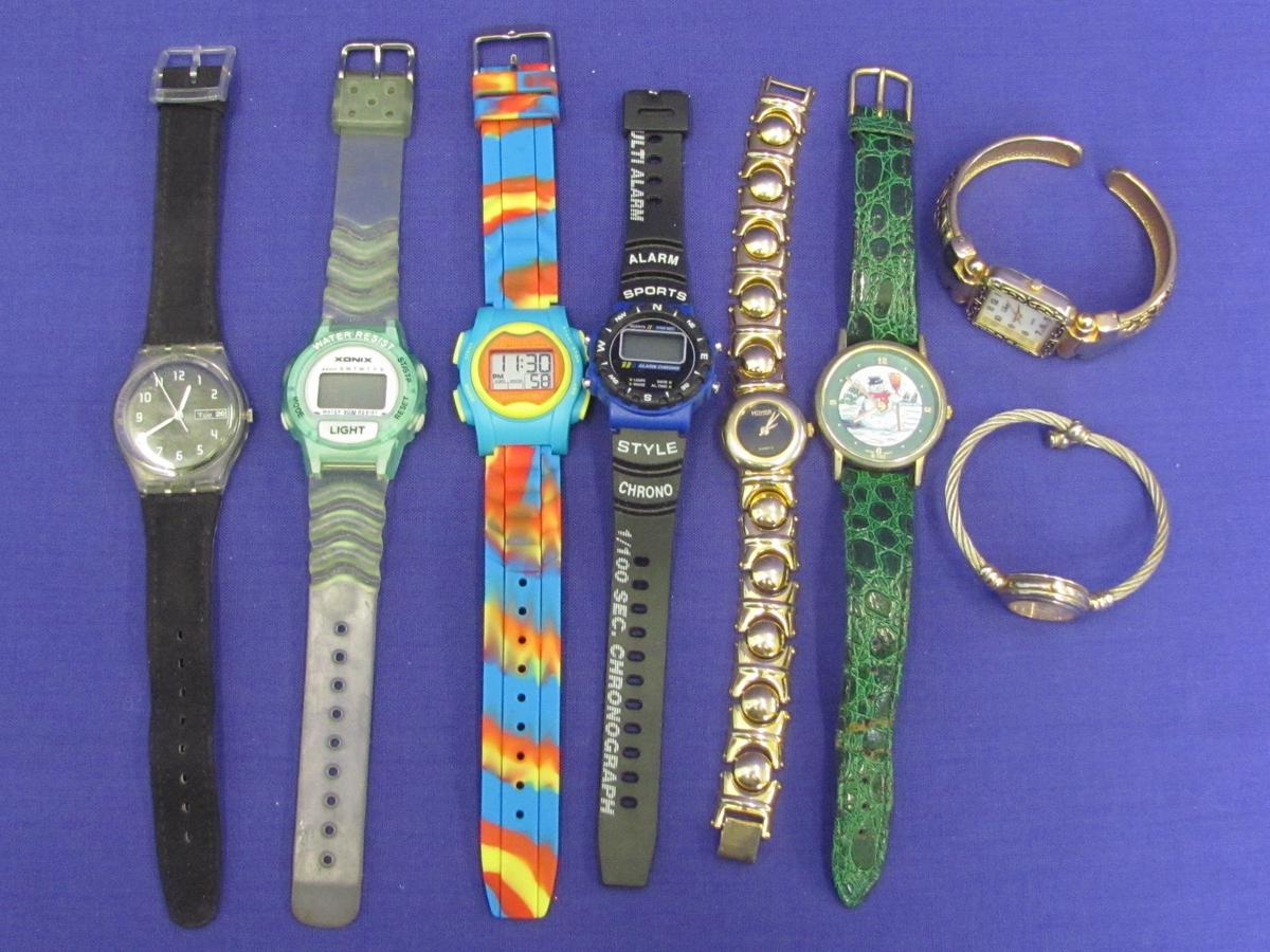 Lot of Watches: Not Running – 1 Black Swatch – 3 Bracelet Type – 2 Digital