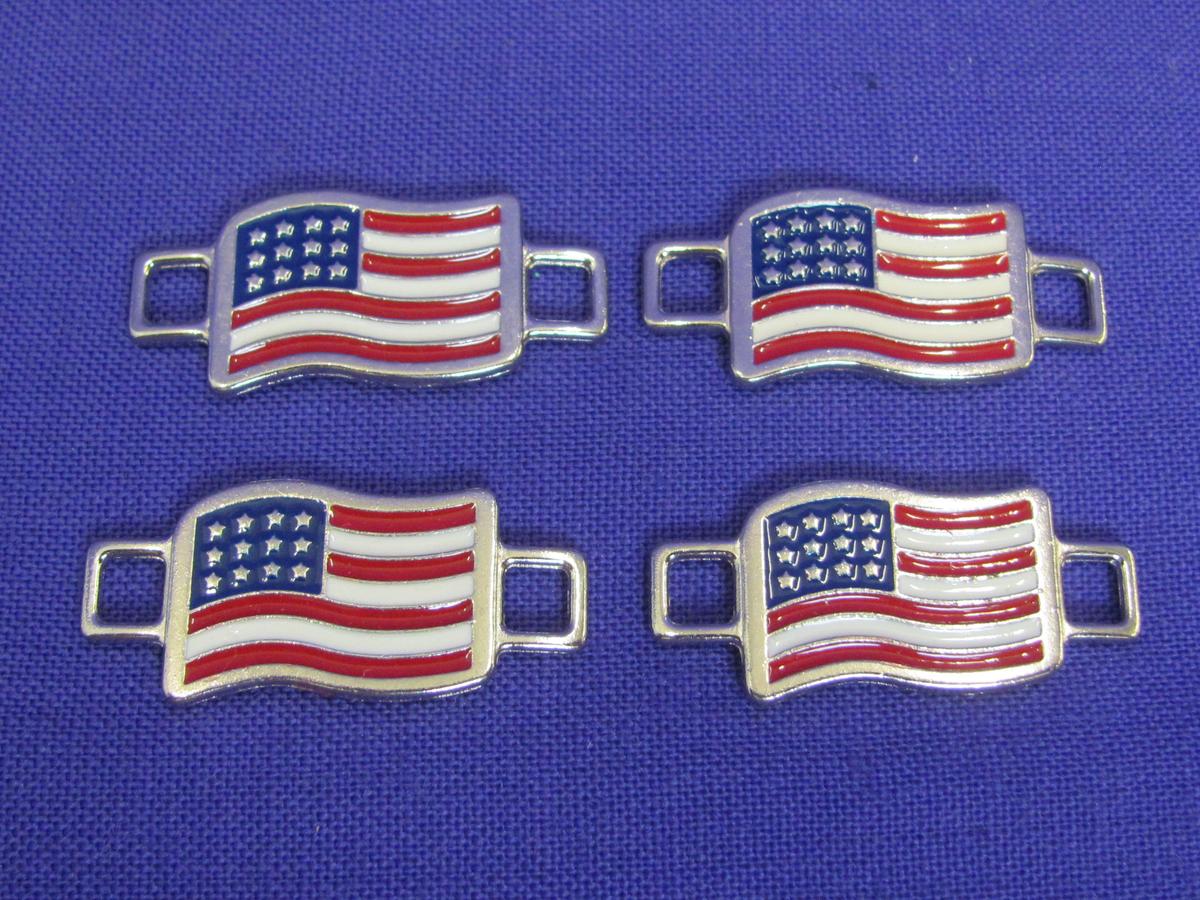 Set of 4 – USA Flag Boot/Shoe Shoelace Tag – Red Wing Shoe Co – 1 1/8” wide