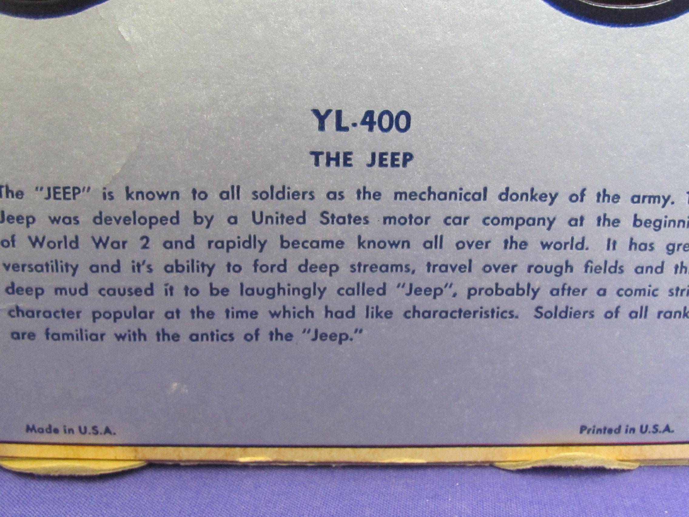 Vintage Soaps shaped like Soldiers – Cardboard Jeep “Young Lads” by Helene Pessl NY