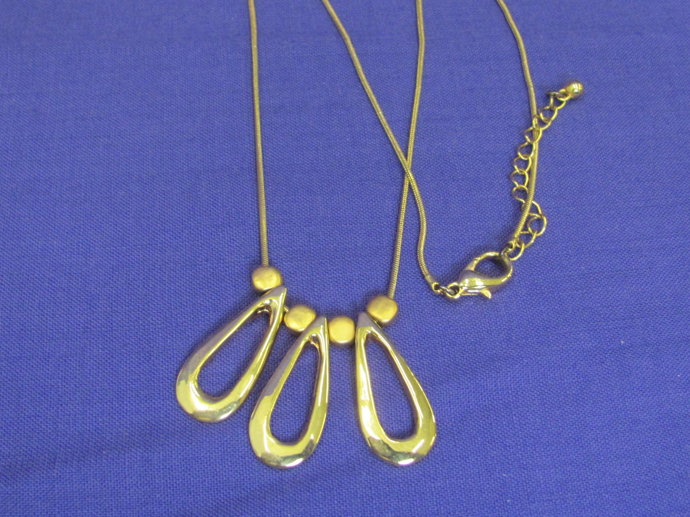 Goldtone Jewelry Lot: Necklaces – Pins – 1 Bangle Bracelet – 1 Necklace by Anne Klein