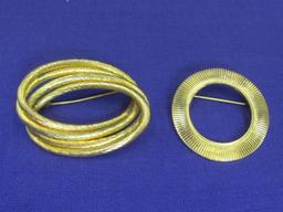 Goldtone Jewelry Lot: Necklaces – Pins – 1 Bangle Bracelet – 1 Necklace by Anne Klein