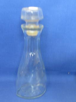3 Clear Glass Bottles w/ Stoppers 9”, 8” & 7” Tall