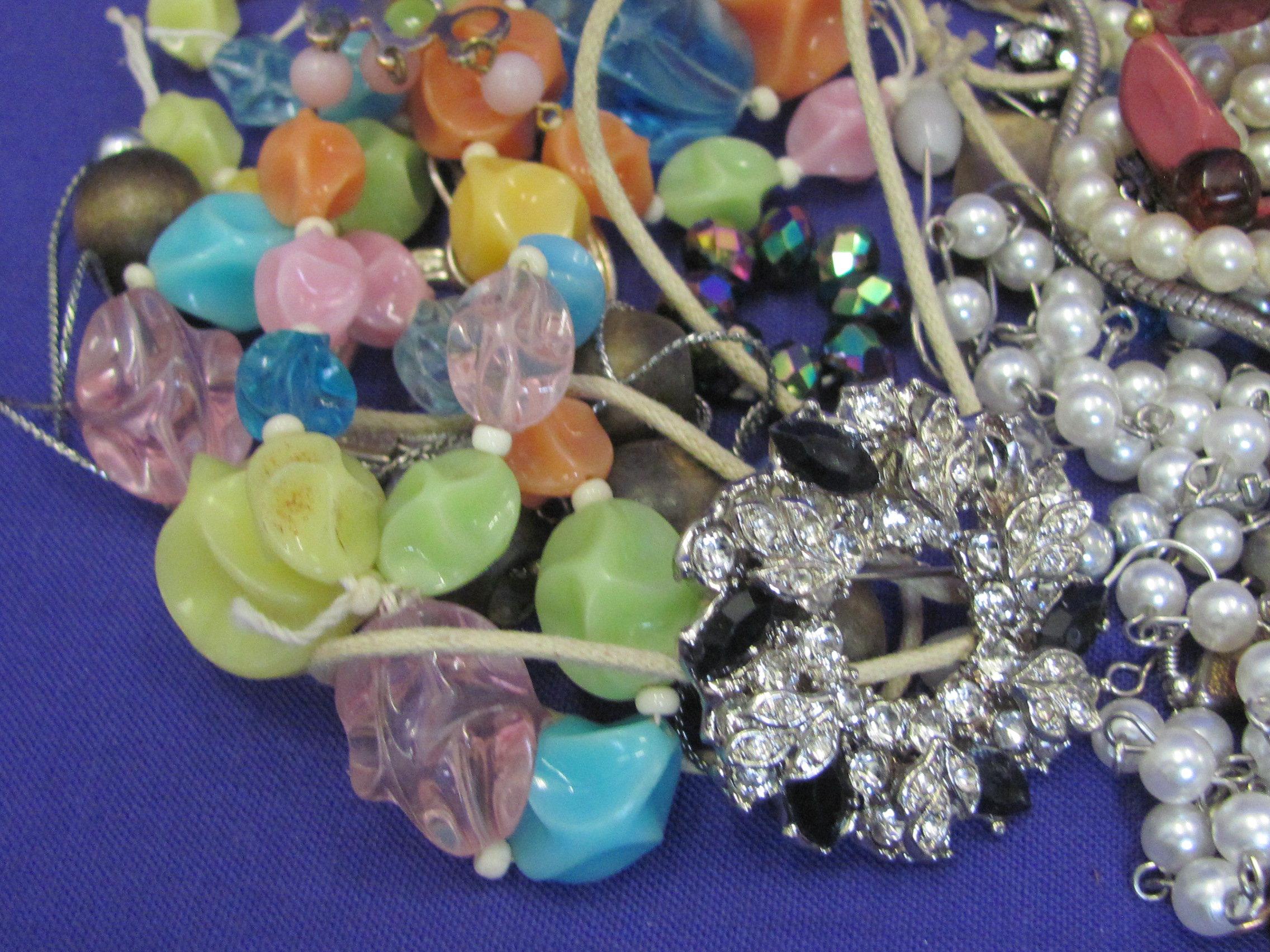 Bag of Jewelry for Crafts – Single Earrings – Missing Stones – Loose Beads