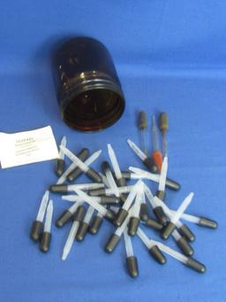 Glass Jar full of .5 CC Plastic eyedroppers & 3 Glass Eyedroppers appx 3” Long plus bulbs