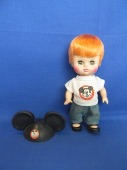 Vintage Disney Mouseketeer Doll – Original Outfit & Ears Hat – Boy 9” T Doll  - 10 1/4” w/ Hat