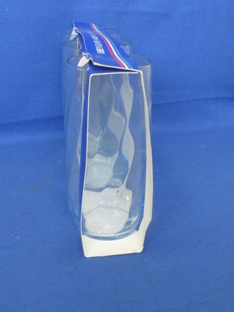 Libbey 3 Spiral Tumblers 24 Oz – NIB – Pale Blue Glass ca.  1980's – apx 7” T each