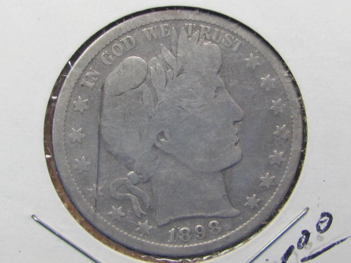 1898-S Barber Half Dollar – 90% Silver – Condition as shown in photos