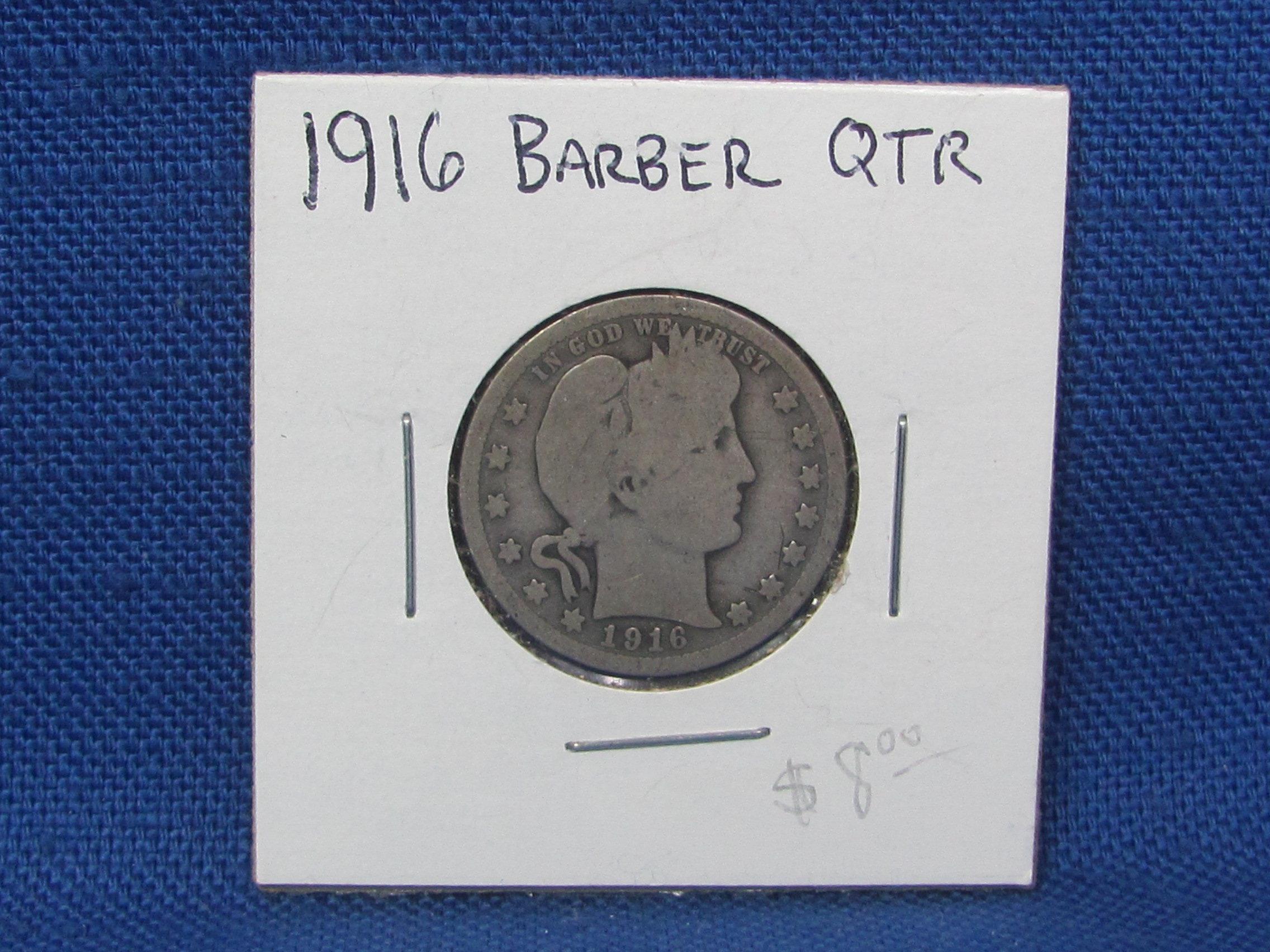 1916 Barber Quarter – 90% Silver – Condition as shown in photos