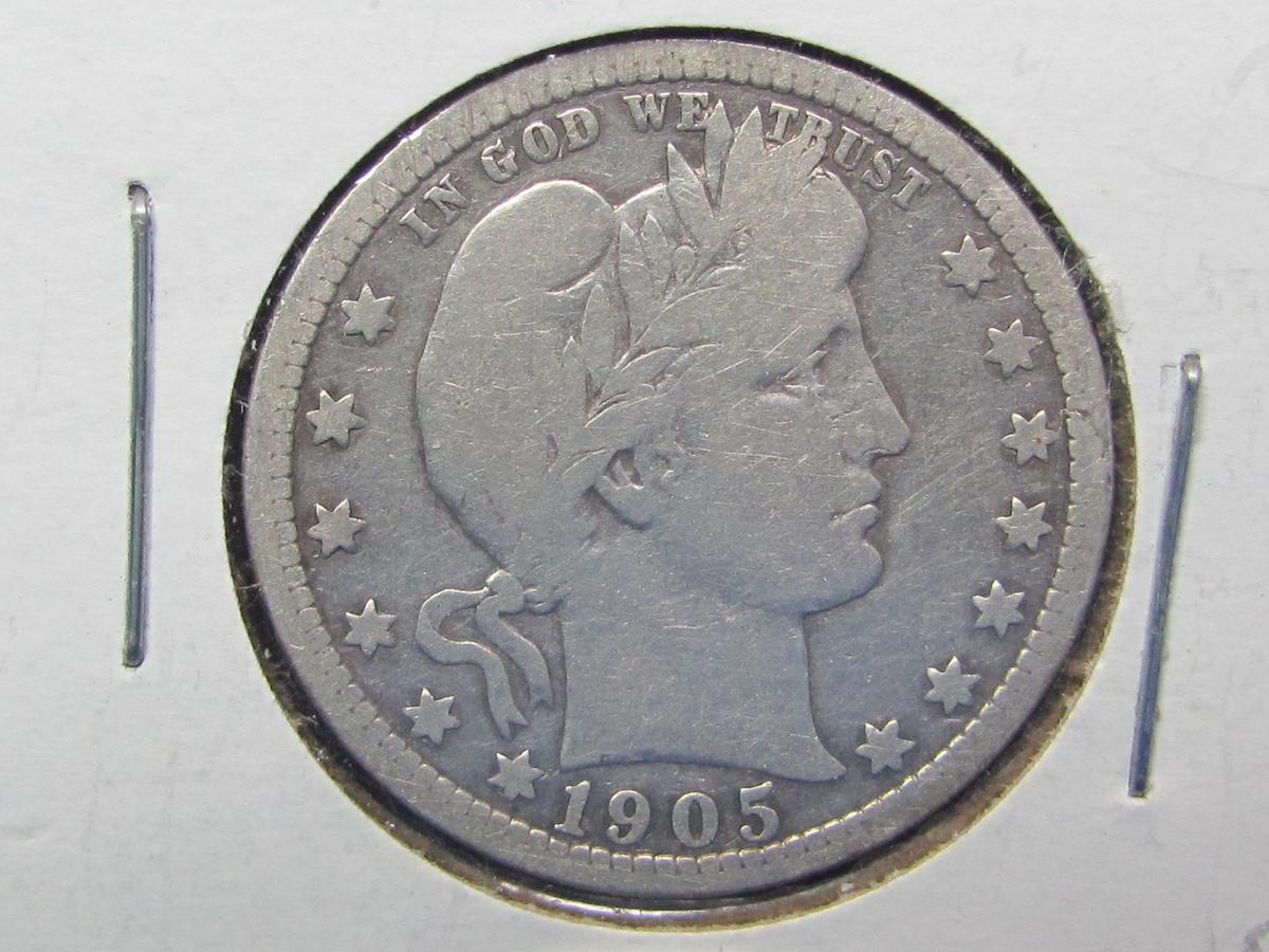 1905 Barber Quarter – 90% Silver – Condition as shown in photos