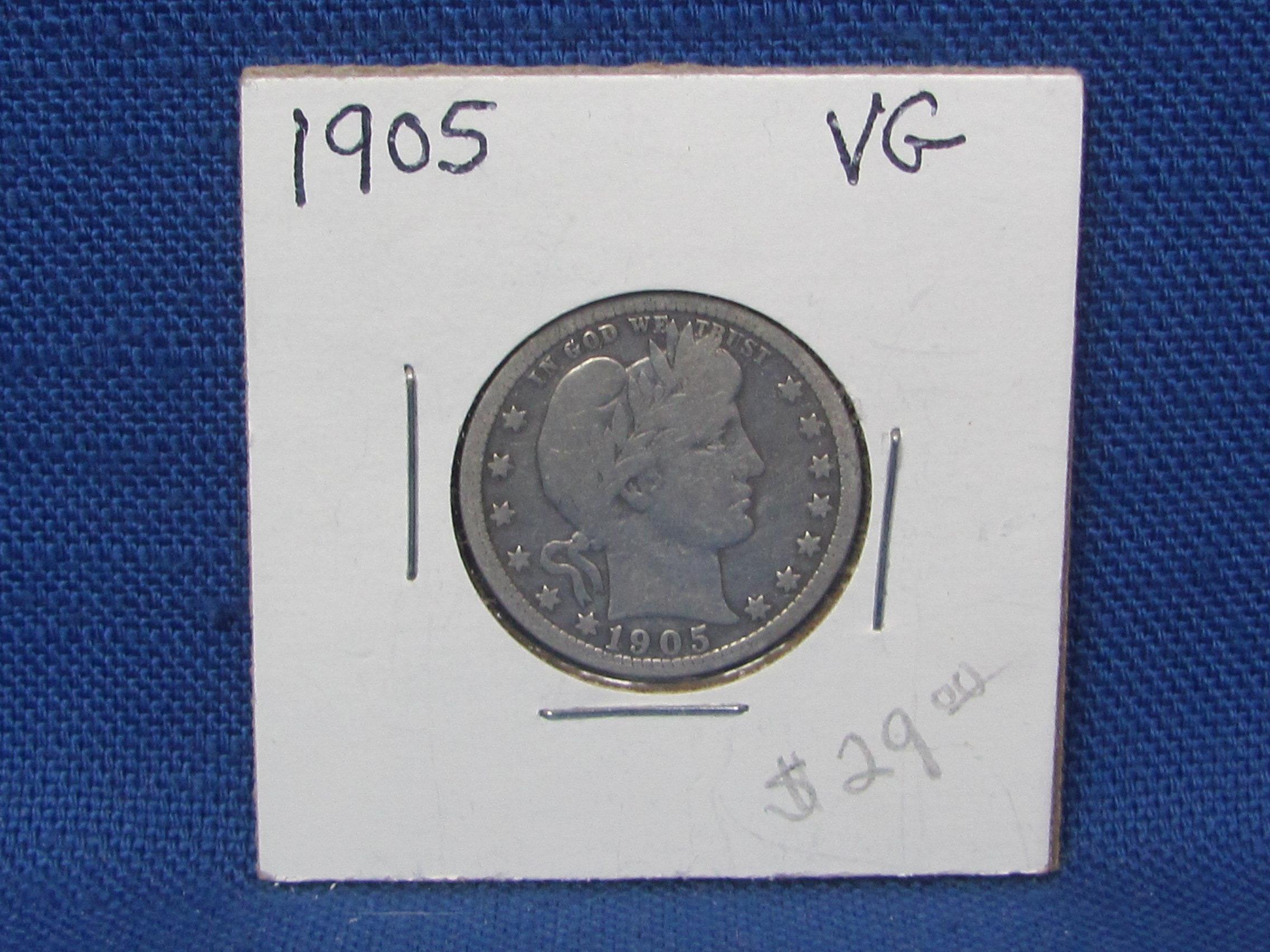 1905 Barber Quarter – 90% Silver – Condition as shown in photos