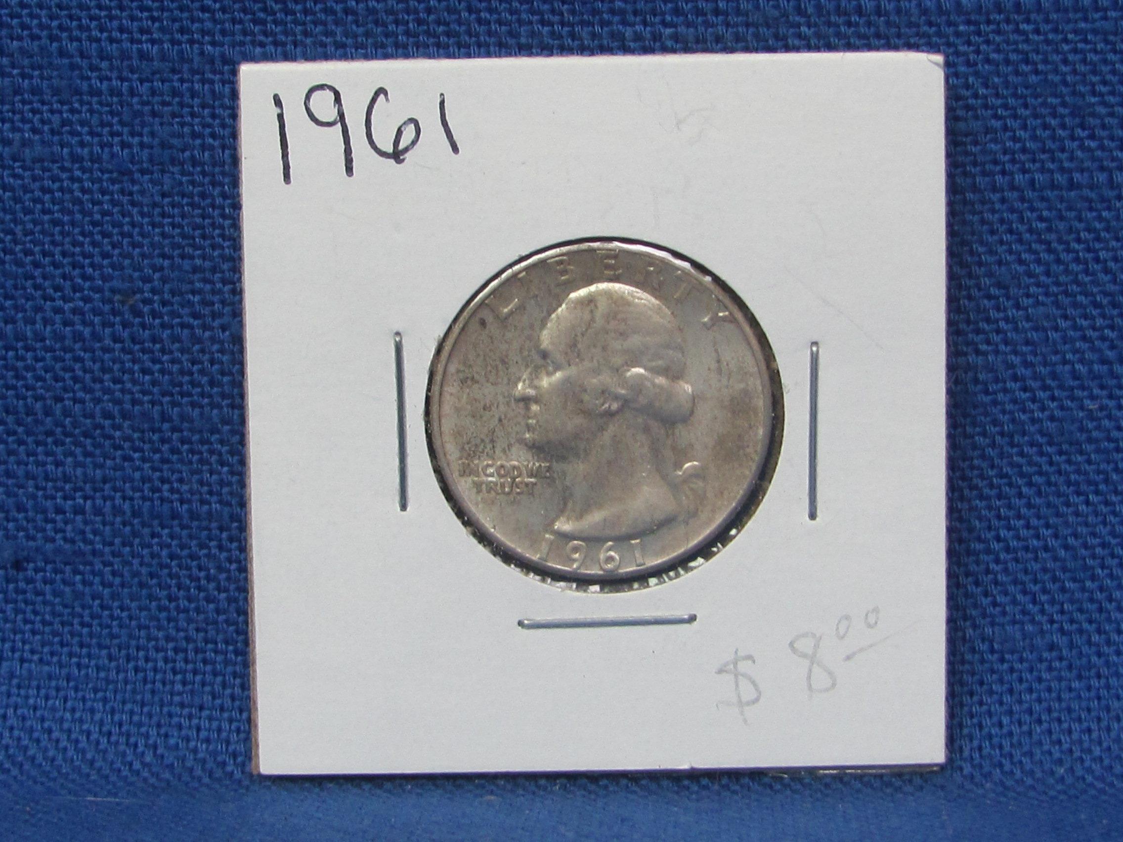 1961 Washington Quarter – 90% Silver – Condition as shown in photos