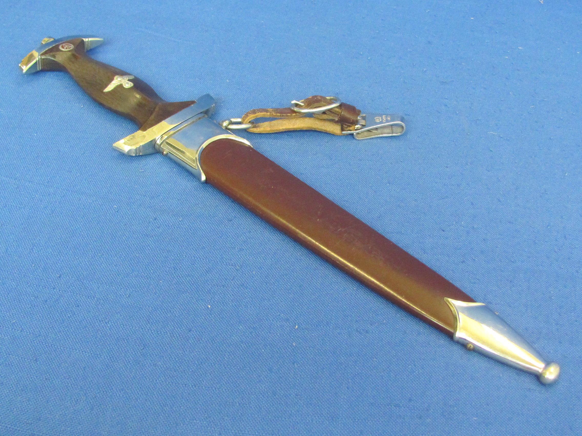 German SA Dagger with Scabbard & Hanger – Marked “RZM M7/66 1941” - 14 3/4” long in scabbard