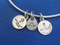 Alex and Ani Adjustable Silvertone Bracelet – Crown Charm – Made in USA