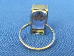 Vintage Silver Ring w Light Purple Glass Stone – Size 7.5 – Unmarked but probably Sterling