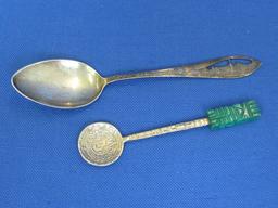 2 Spoons: Sterling Silver Souvenir of Evanston, Ill. (15.7 grams) – Small one is Alpaca , Mexico