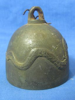 Tibetan? Buddhist Temple Bells w/ Raised Dragon Motif – Cast Bronze – 2 1/2” DIA Each