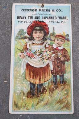 Victorian Trade Card George Fries & Co. Heavy Tin and Japanned Ware