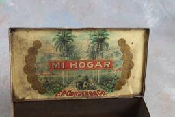 Vintage M I Hogar Metal Cigar Box Petit Coronas  2nd District New York