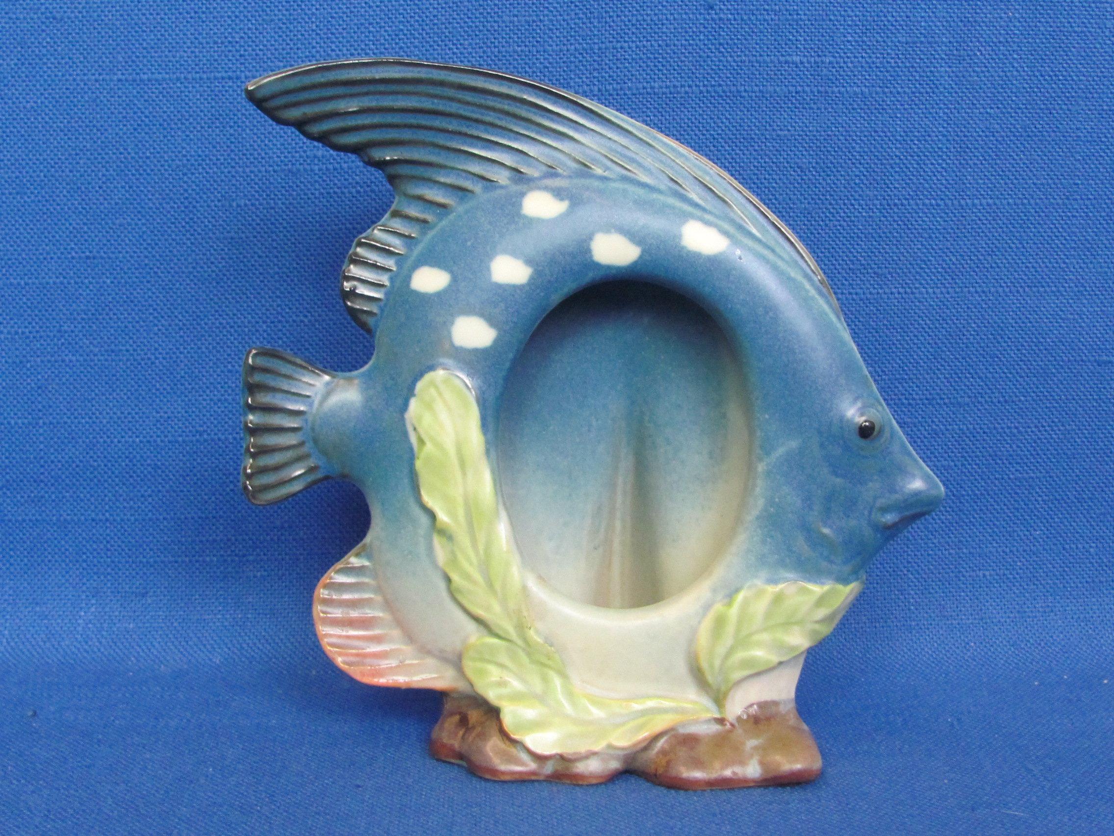 Porcelain/Ceramic Angelfish Picture Frame – Made in Japan – 4 3/4” tall – Well-made