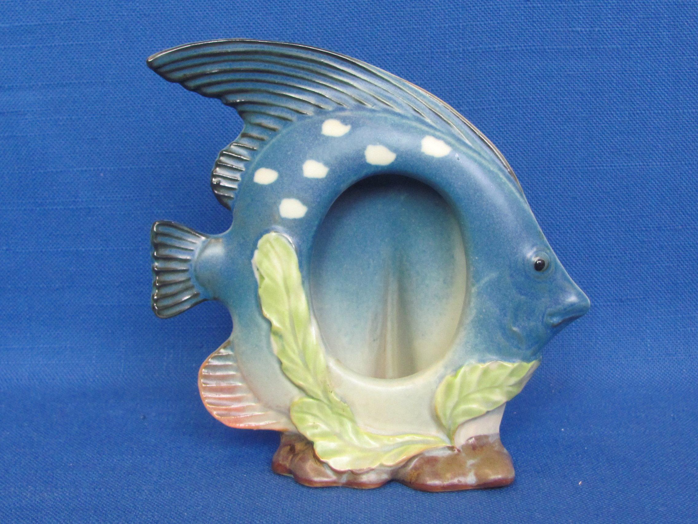 Porcelain/Ceramic Angelfish Picture Frame – Made in Japan – 4 3/4” tall – Well-made