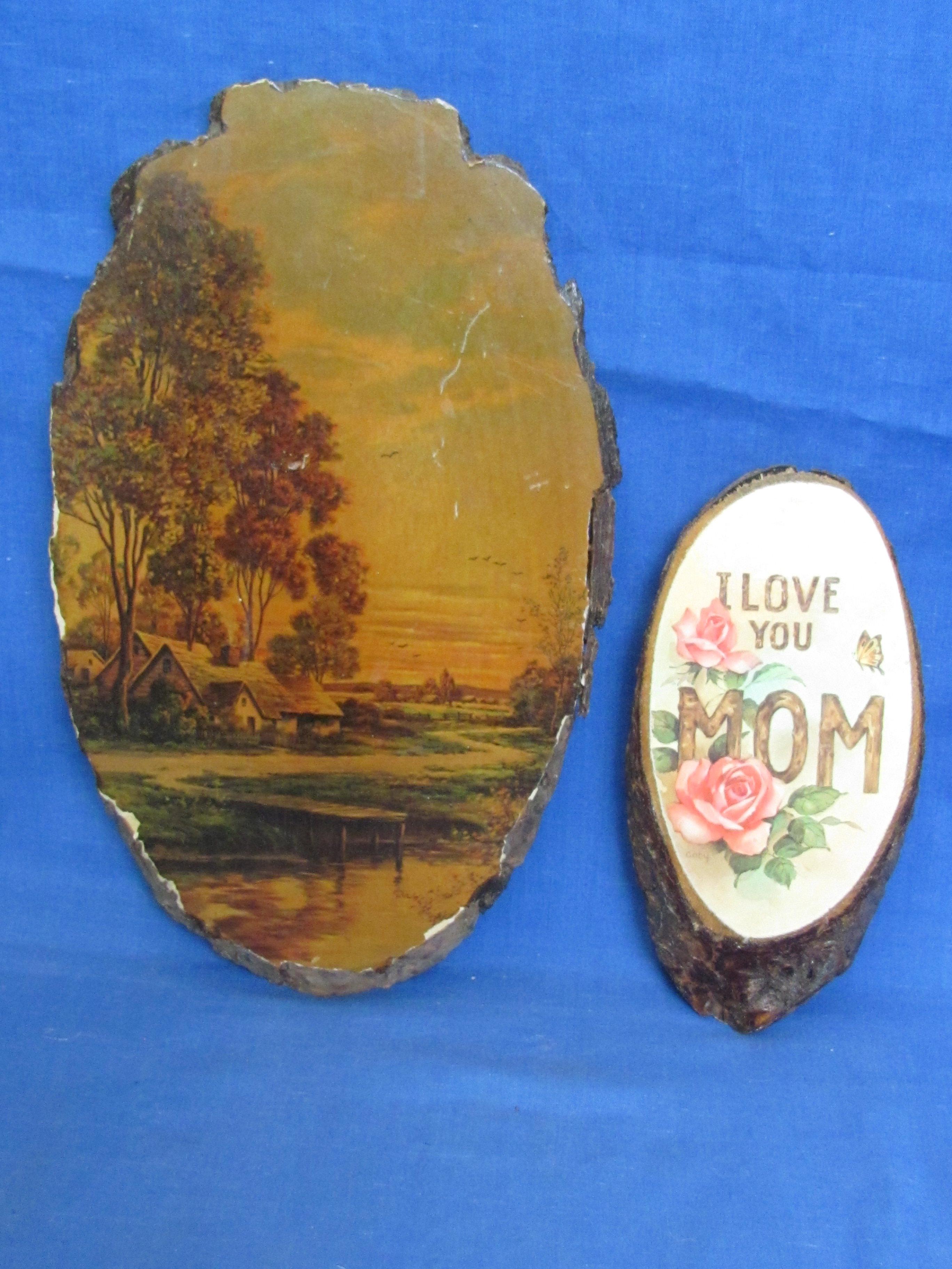 Set of 2 Real Wood Pieces with Prints – From Mackinac Island & Detroit Lakes, MN -