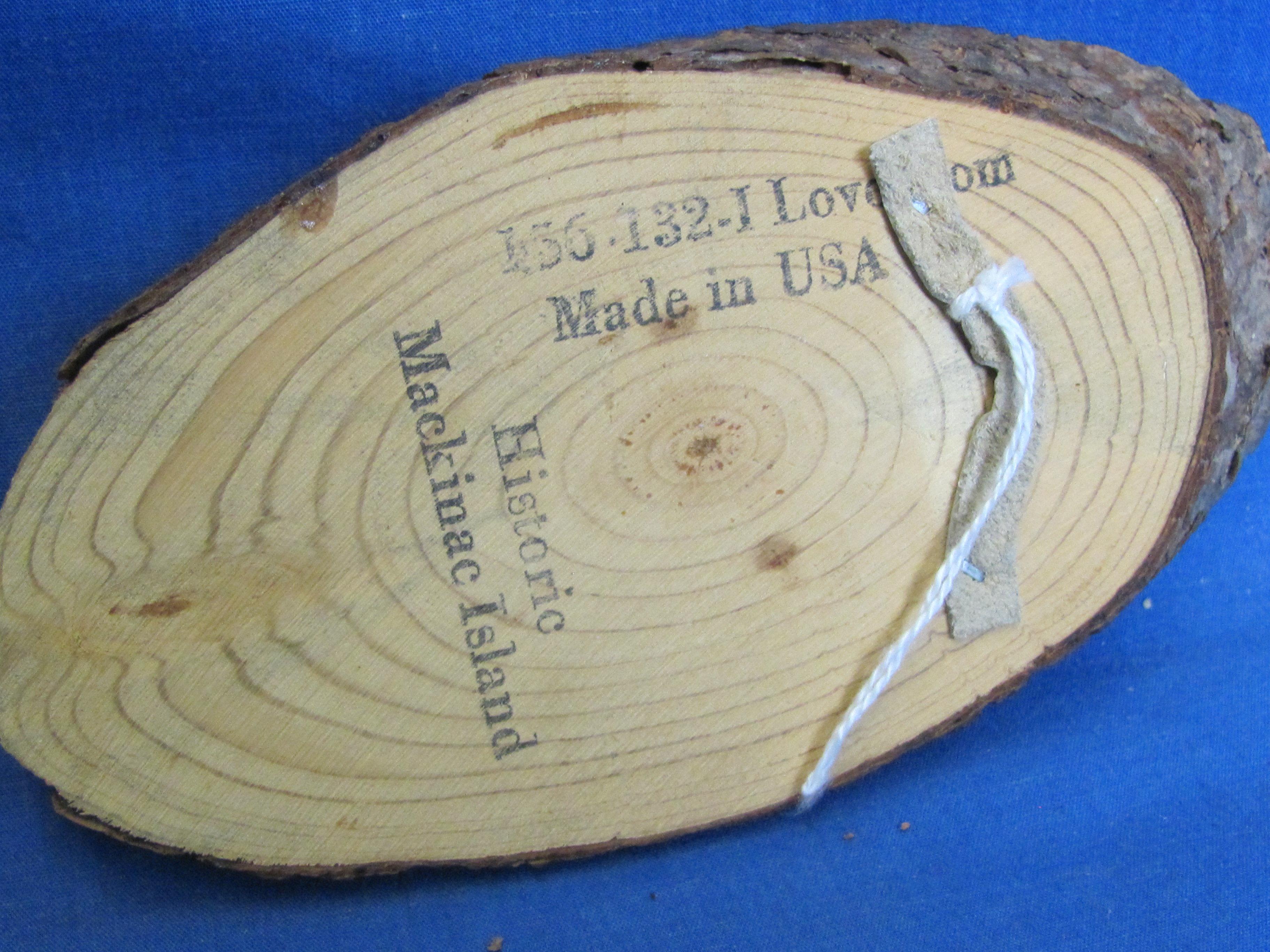 Set of 2 Real Wood Pieces with Prints – From Mackinac Island & Detroit Lakes, MN -