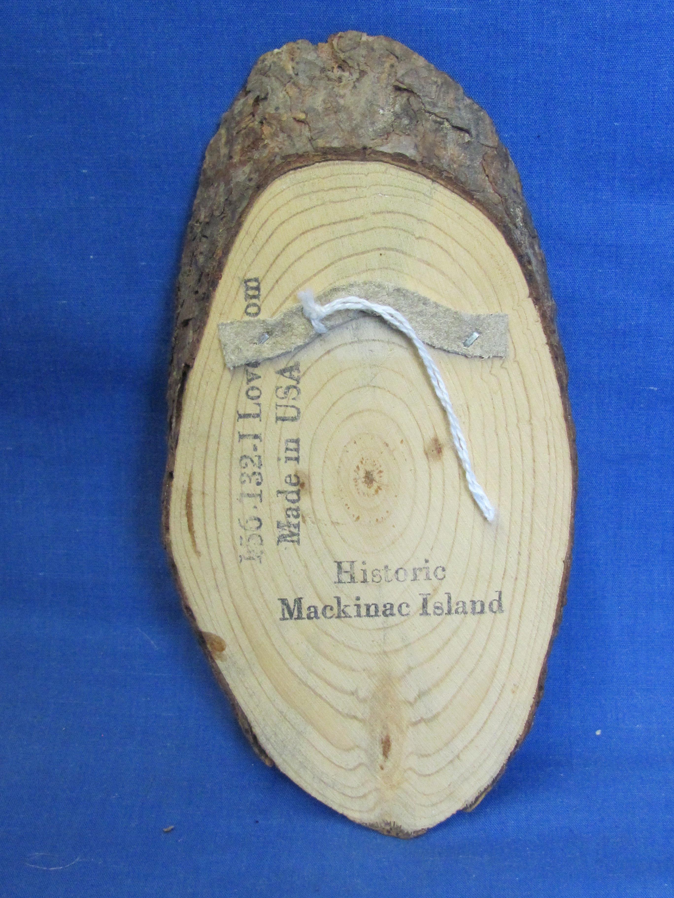 Set of 2 Real Wood Pieces with Prints – From Mackinac Island & Detroit Lakes, MN -